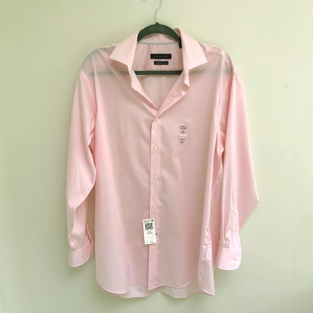 Tommy Hilfiger Men's Dress Shirt Pink Large